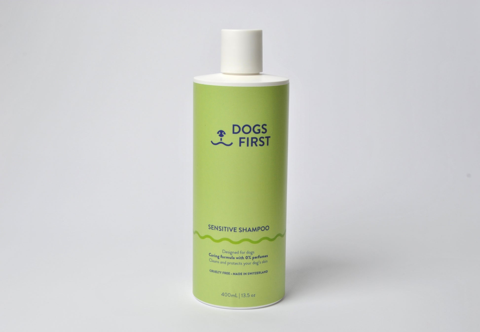DOGS FIRST Sensitive Dog Shampoo 400ml bottle - Swiss-made vegan formula