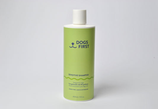DOGS FIRST Sensitive Dog Shampoo 400ml bottle - Swiss-made vegan formula